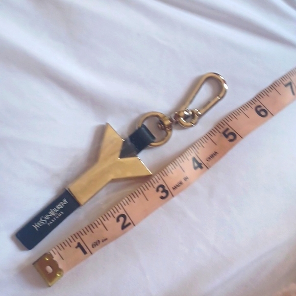 Authentic YSL Yves Saint Laurent Silver and Black Keychain Charm - Picture 1 of 6